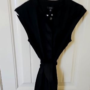 J Crew Black Sleeveless Linen Dress with Button Detail and Pockets